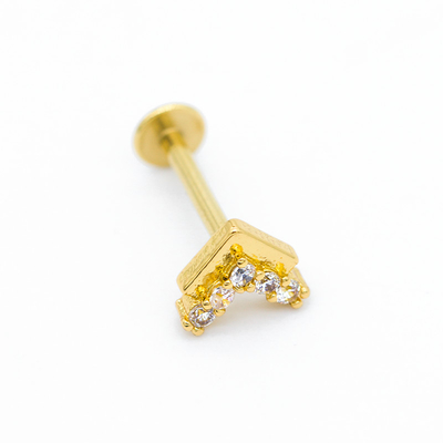 Chiaro perno 16ga 1.2mm del naso di Labret di forma di v di Crystal Gems Labret Piercing Jewelry